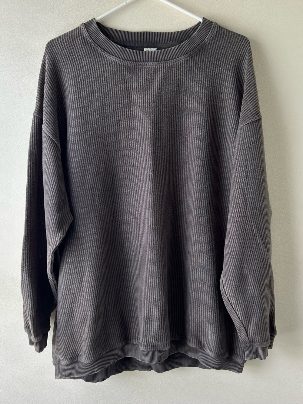 Aerie 100% Cotton Textured Distressed Oversized Comfy Sweatshirt Grey Gray S